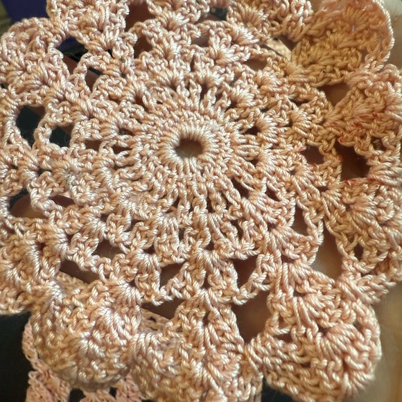 Vintage Handmade Pink Crochet Doily Coasters set of 9 - Picture 4 of 5